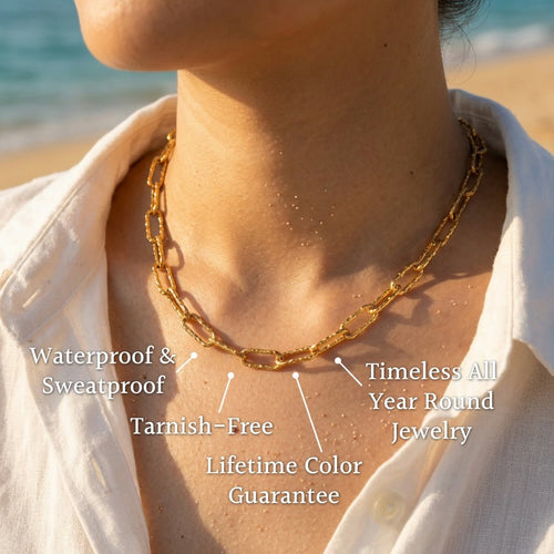 Alto Hammered Elongated Paperclip Necklace - Semprie