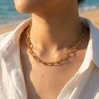 Alto Hammered Elongated Paperclip Necklace - Semprie