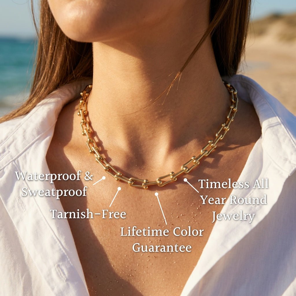 Bold Bamboo U-Link Statement Chain Necklace - Semprie