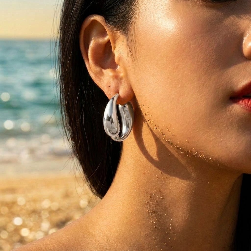 Brina Bulbous Teardrop Volume Hoop Earrings - Semprie