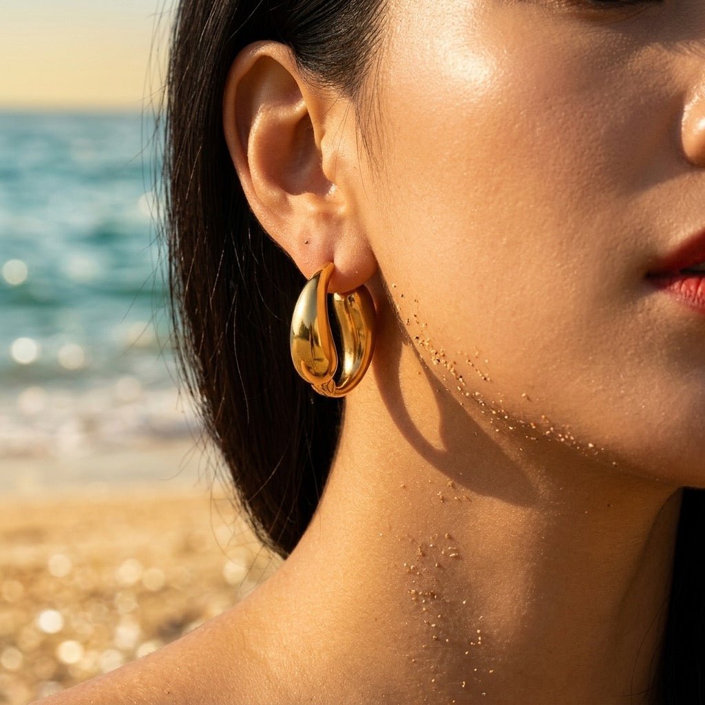 Brina Bulbous Teardrop Volume Hoop Earrings - Semprie