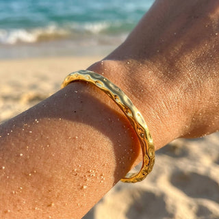 Brina Hammered Edge Asymmetrical Cuff Bracelet
