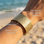 Brina Indented Ribbed Statement Cuff Bracelet - Semprie