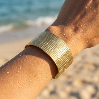 Brina Indented Ribbed Statement Cuff Bracelet