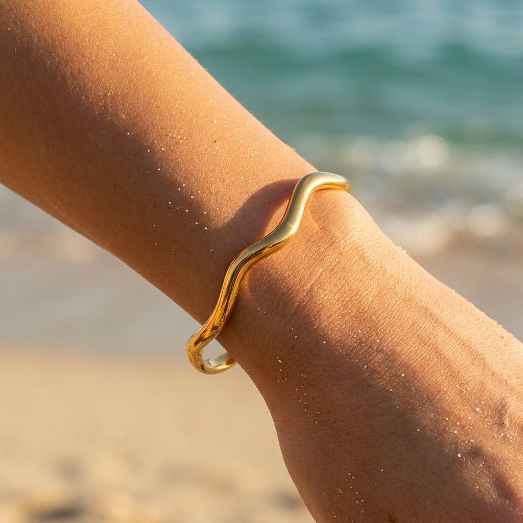 Brina Sculptural Wave Open Cuff Bracelet - Semprie
