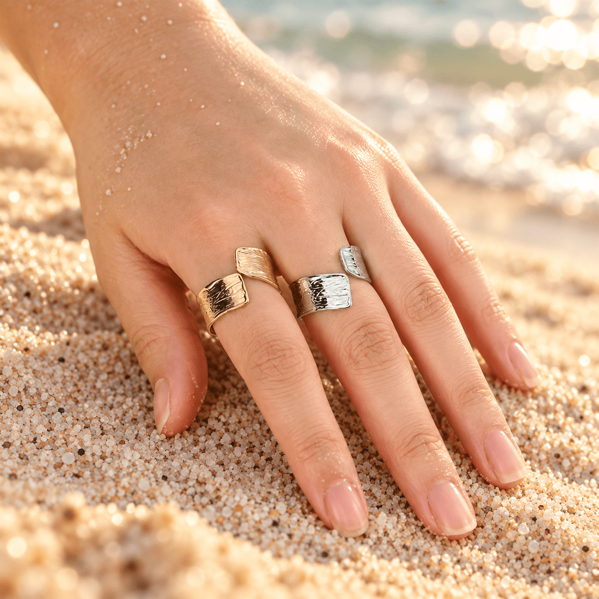 Brina Textured Wrap Architectural Band Ring - Semprie