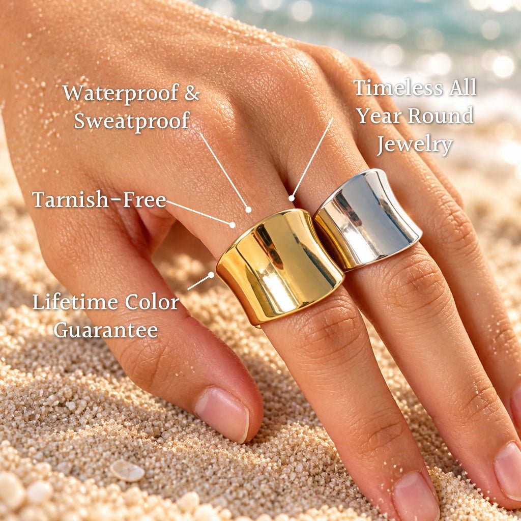 Brina Wide Concave Curved Open Band Ring - Semprie