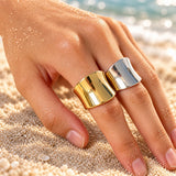 Brina Wide Concave Curved Open Band Ring
