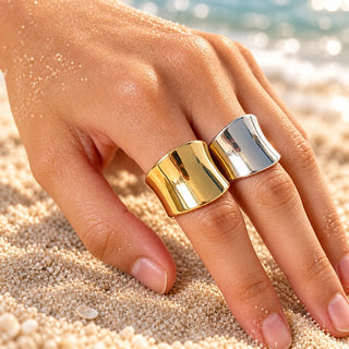 Brina Wide Concave Curved Open Band Ring