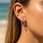 Chevron Stud Hollow Rhombus Drop Earrings - Semprie