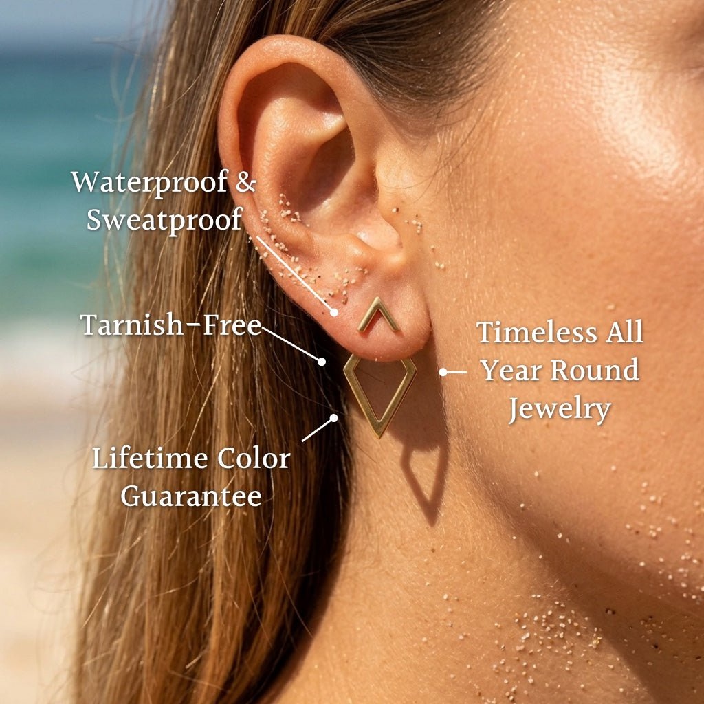 Chevron Stud Hollow Rhombus Drop Earrings - Semprie
