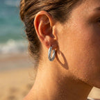 Chunky Fluted Oval Latch Hoop Earrings - Semprie