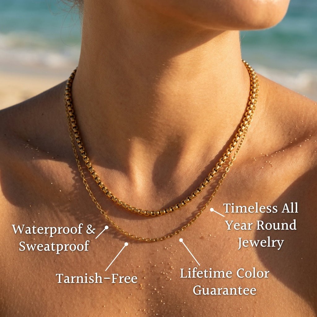 Double Cable Chain Pave Bar Necklace - Semprie