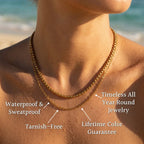 Double Cable Chain Pave Bar Necklace - Semprie