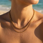 Double Cable Chain Pave Bar Necklace - Semprie