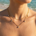 Double Layer Lips Crystal Pendant Necklace - Semprie