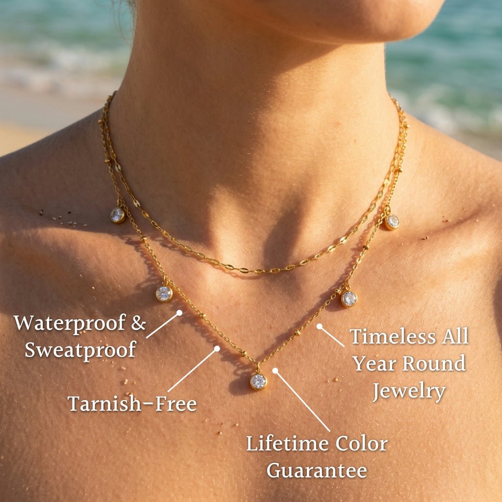 Double Layer Lips Crystal Pendant Necklace - Semprie