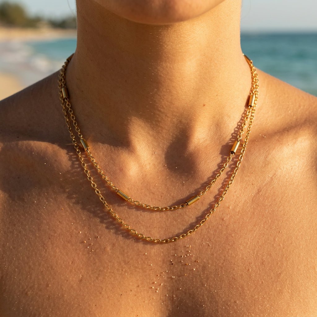 Double Layer Paperclip & Curb Stack Necklace - Semprie