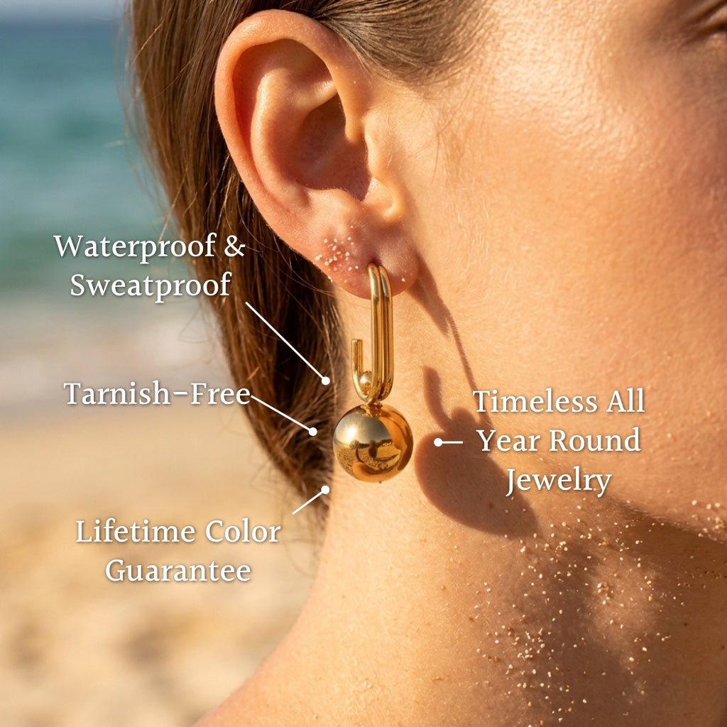 Elongated U-Link Mirror Ball Drop Earrings - Semprie