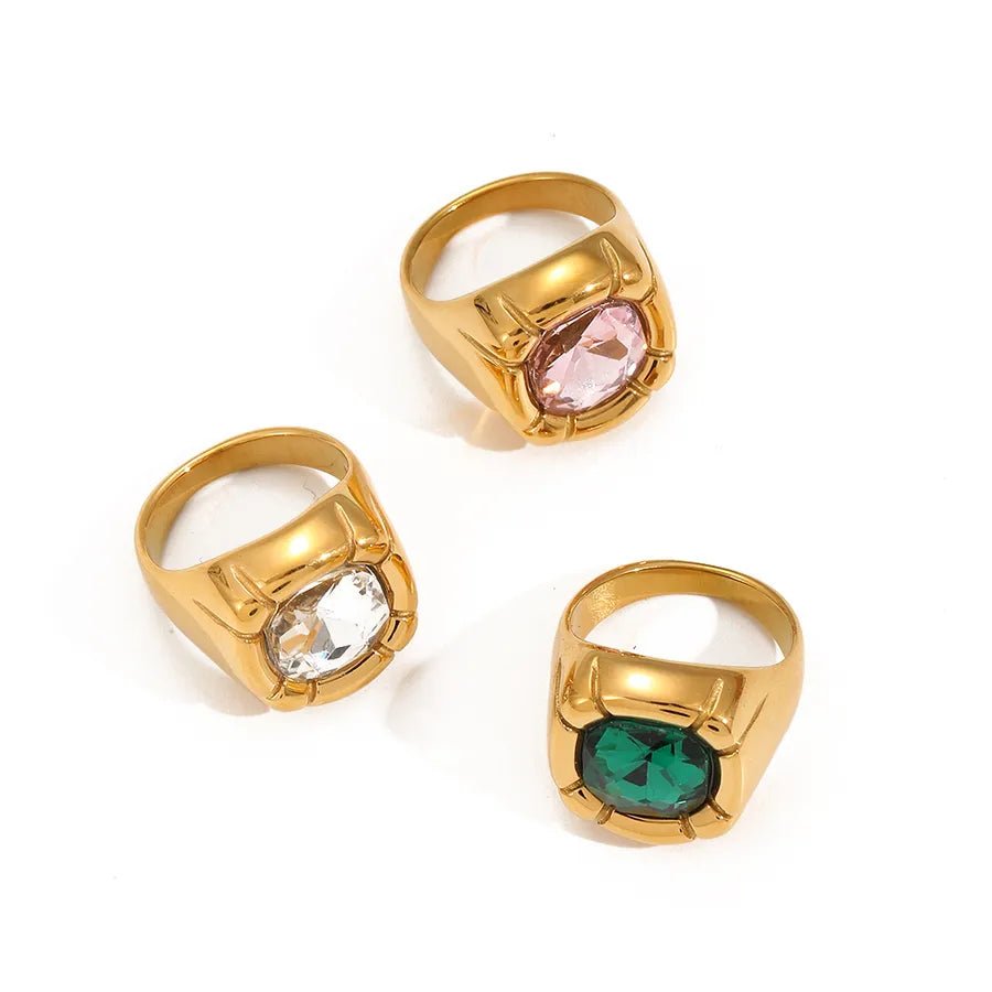 Emerald-Cut Emerald Green Gem Cocktail Ring - Semprie