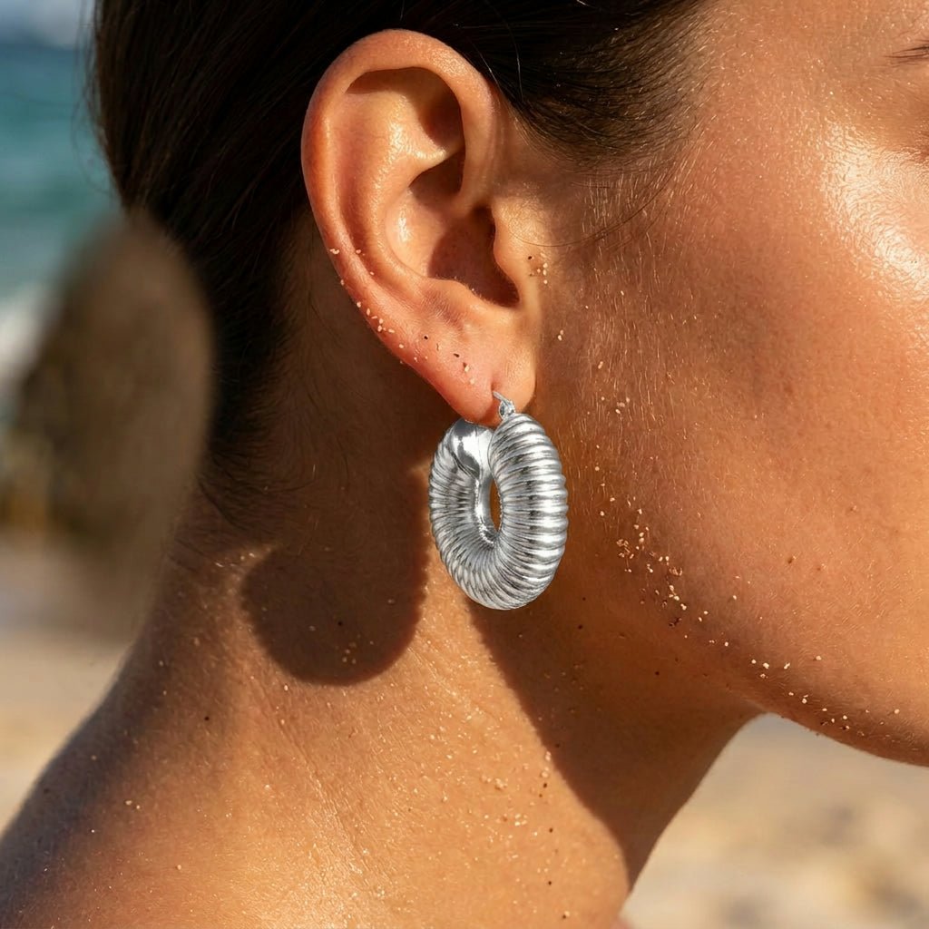 Fluted Croissant Huggie Hoop Earrings - Semprie
