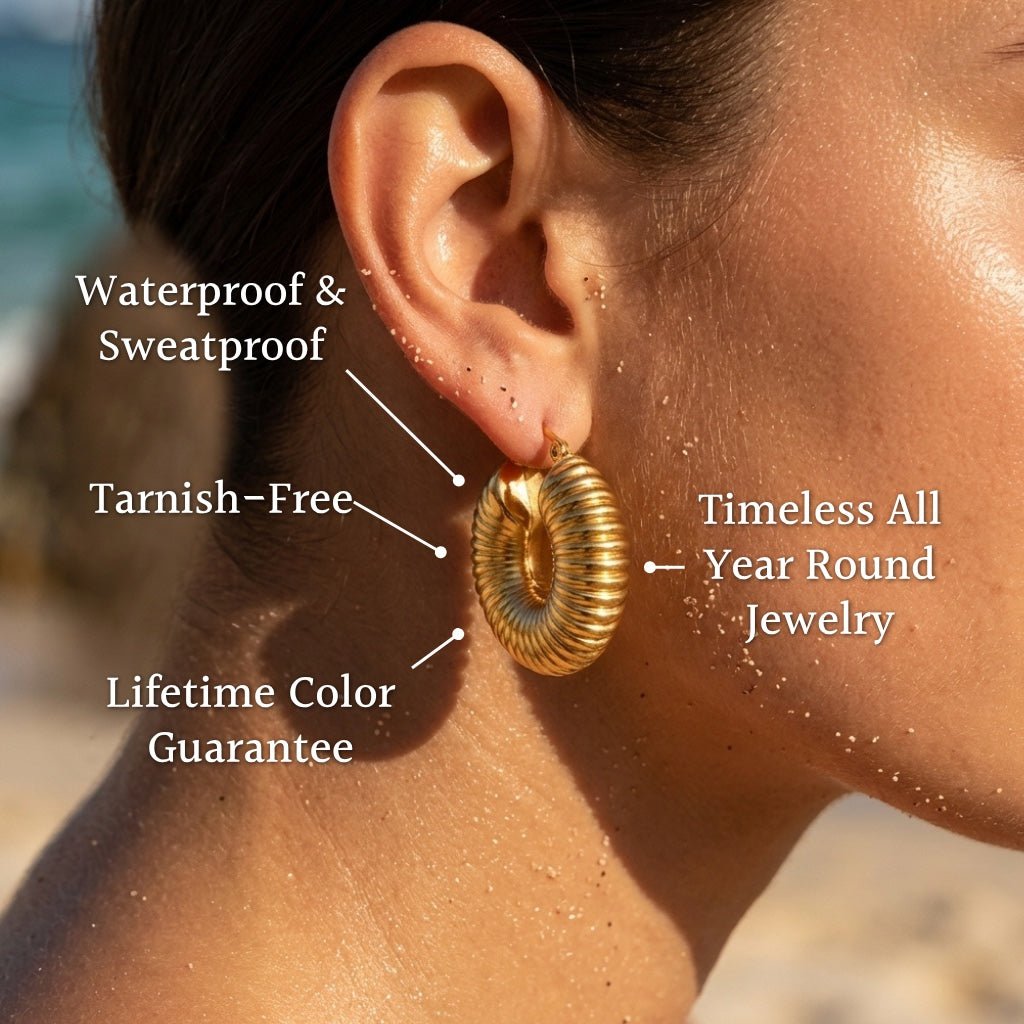 Fluted Croissant Huggie Hoop Earrings - Semprie