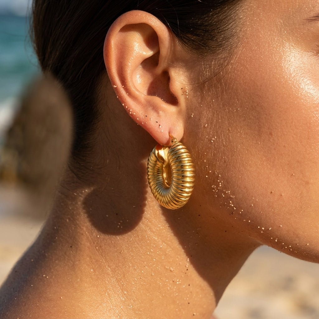 Fluted Croissant Huggie Hoop Earrings - Semprie