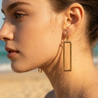 Geometric Bar & Open Rectangle Drop Earrings - Semprie