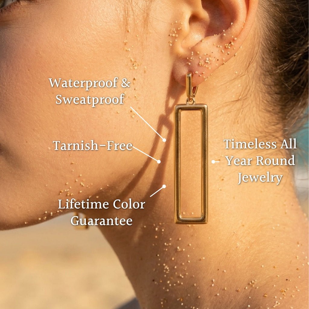 Geometric Bar & Open Rectangle Drop Earrings - Semprie