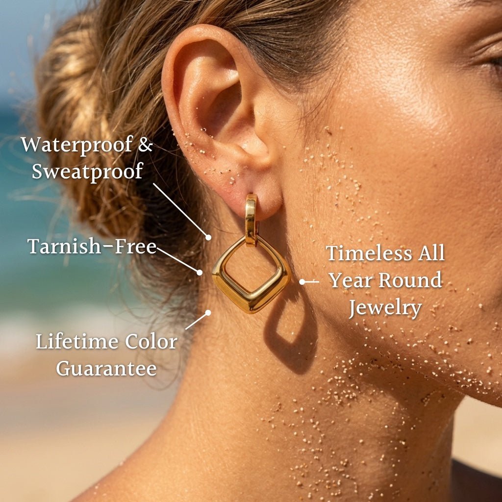 Geometric Rhombus Dangle Hoop Earrings - Semprie