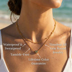 Heart Charm Beaded Double Layer Necklace - Semprie
