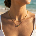 Heart Charm Beaded Double Layer Necklace - Semprie