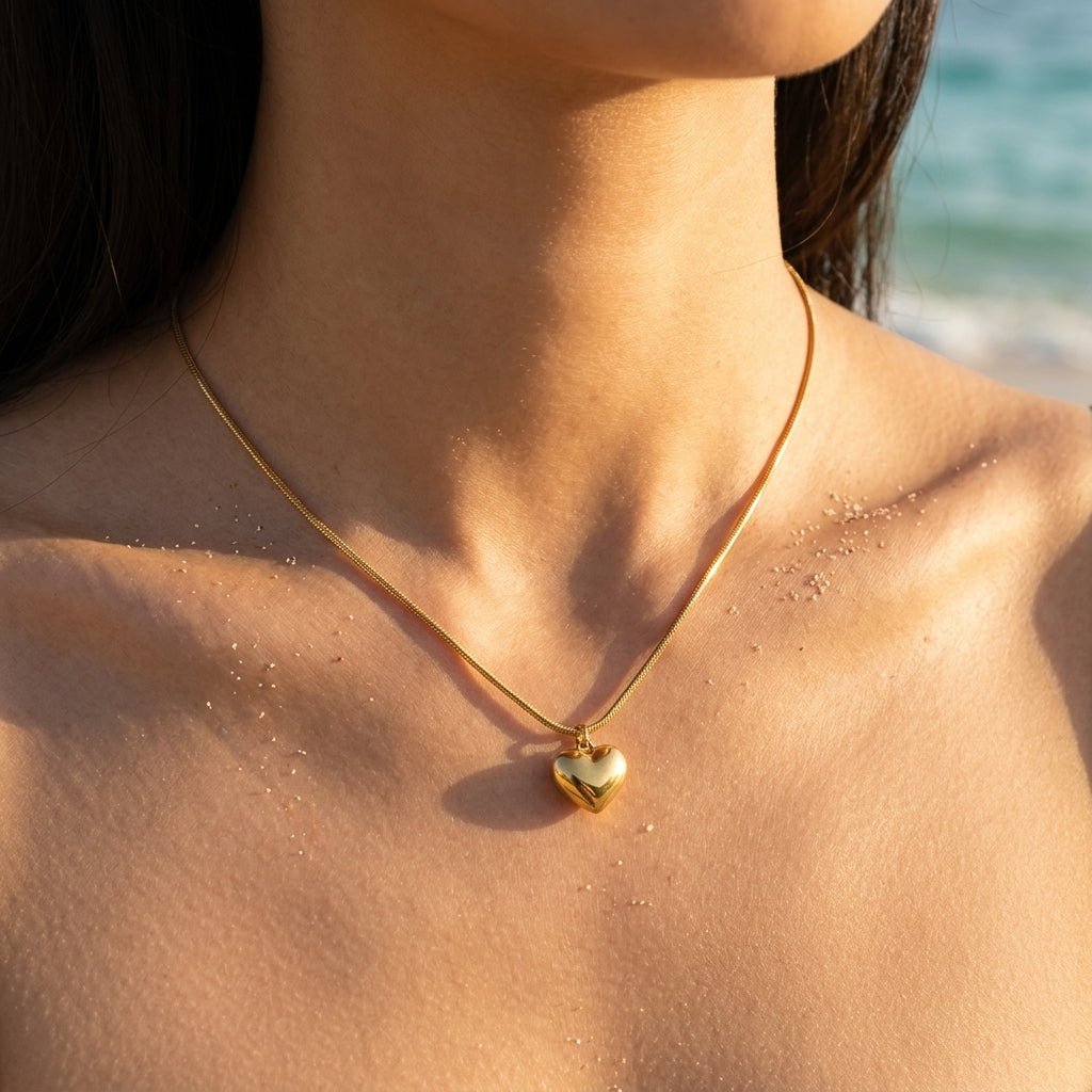 Heart Pendant Fluid Snake Chain Necklace - Semprie