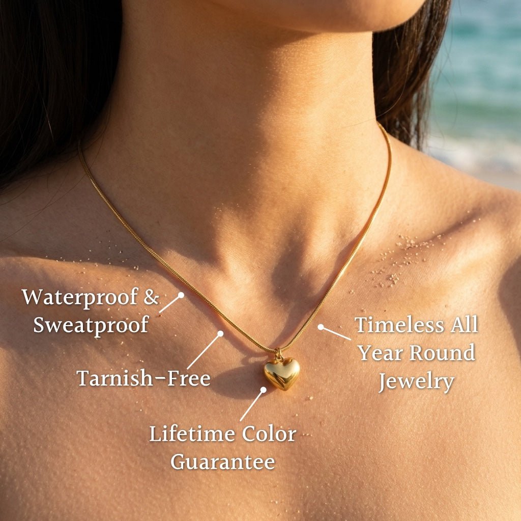 Heart Pendant Fluid Snake Chain Necklace - Semprie