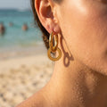 Hollow Coin Disk Drop Wire Hoop Earrings - Semprie