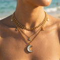 Layered Crescent Moon & Star Necklace - Semprie