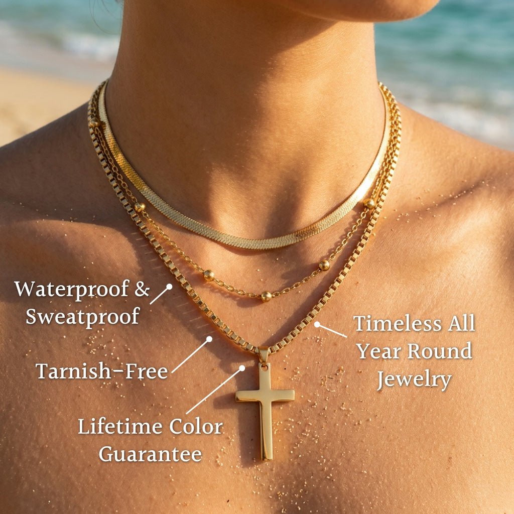 Layered Cross & Herringbone Multi-Strand Necklace - Semprie