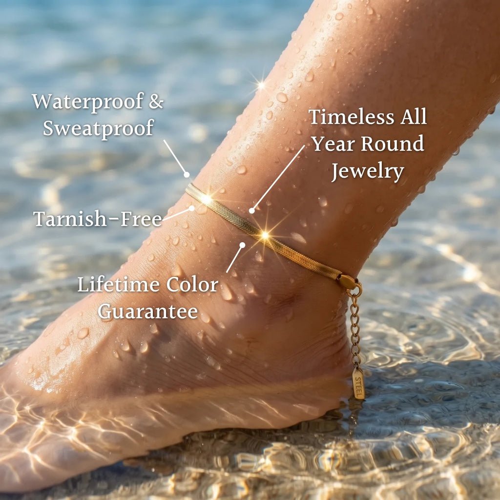 Lido Chevron Interlocking Herringbone Anklet - Semprie