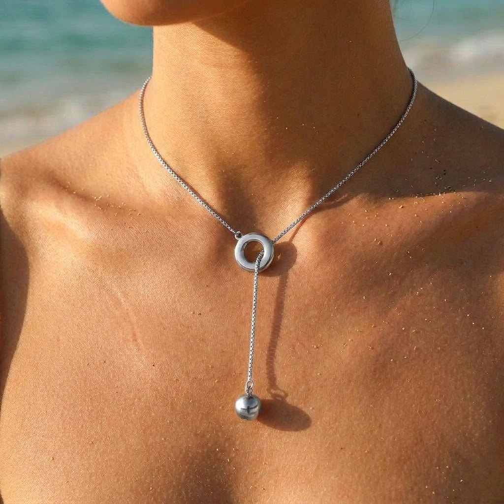 Long Disc Pendant Cable Chain Necklace - Semprie