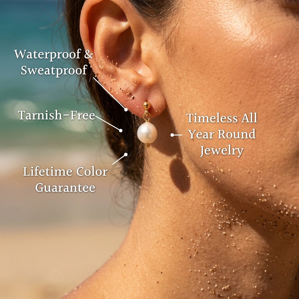 Luma Ball Stud Pearl Drop Earrings - Semprie