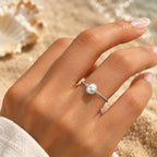 Luma Bead-Flanked Pearl Band Ring - Semprie