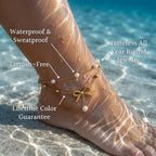 Luma Double Strand Pearl & Bow Drop Anklet - Semprie