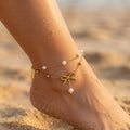 Luma Double Strand Pearl & Bow Drop Anklet - Semprie