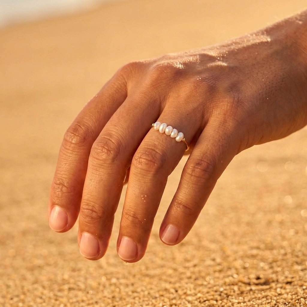 Luma Floating Rice Pearl Stacking Ring - Semprie