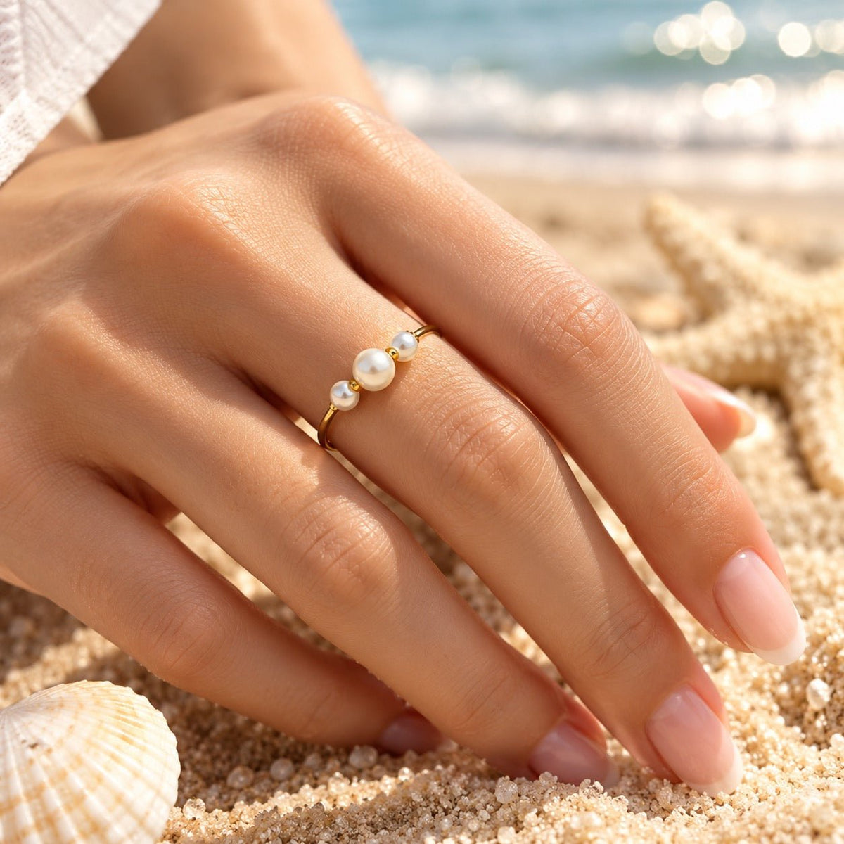 Luma Graduated Pearl Trio Band Ring - Semprie