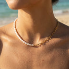 Luma Paperclip Link Freshwater Pearl Necklace - Semprie