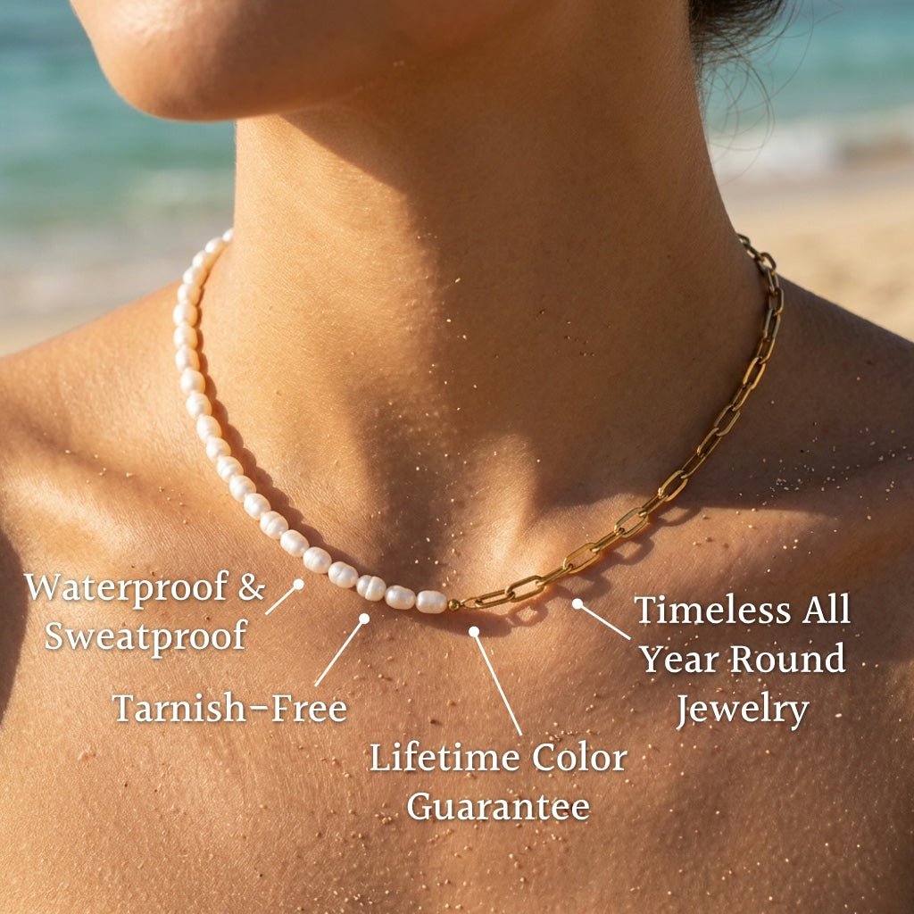 Luma Paperclip Link Freshwater Pearl Necklace - Semprie
