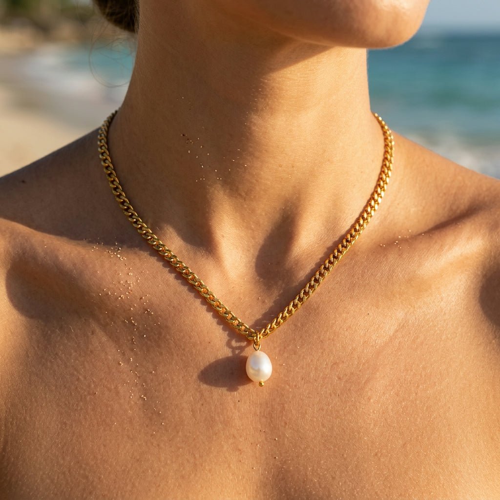 Luma Teardrop Pearl Pendant Cable Necklace - Semprie