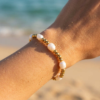 Luma Triple Rice Pearl Station Bracelet