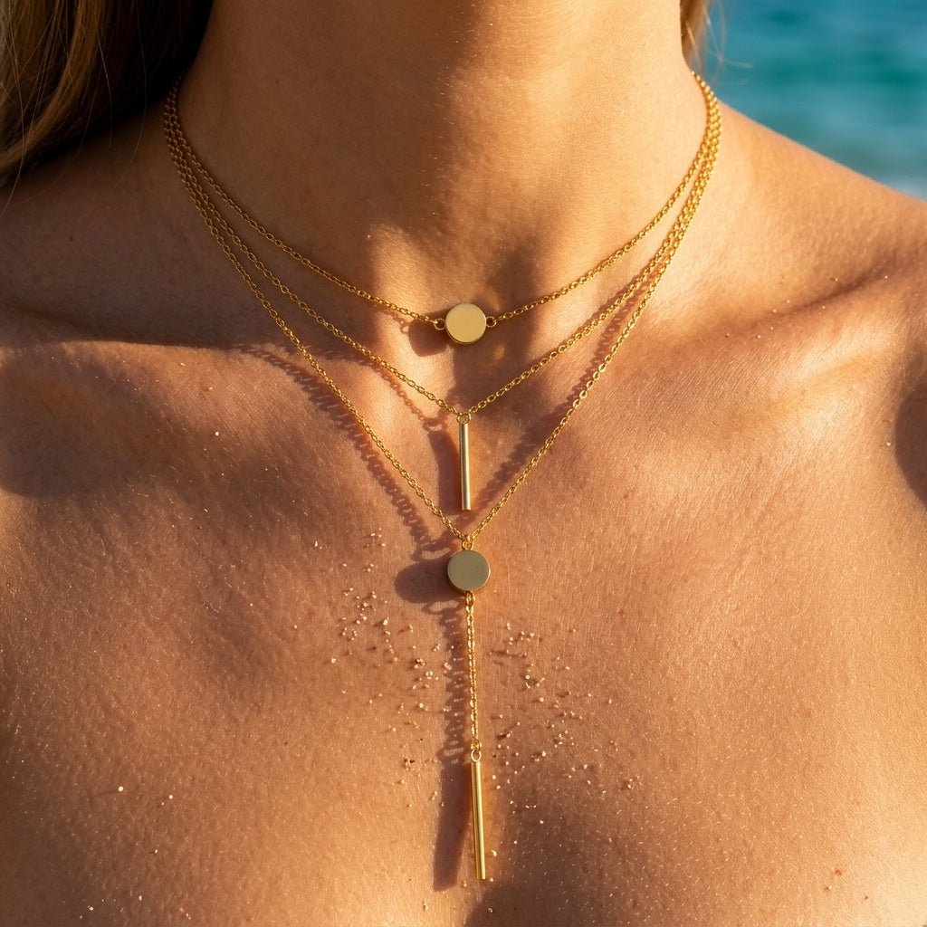 Micro-Pave Circle Disc Double Layer Necklace - Semprie